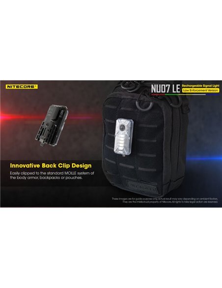 Luz Táctica de Señalización LED NU07 LE 5 colores 50 horas Autonomía Recargable USB-C IP66