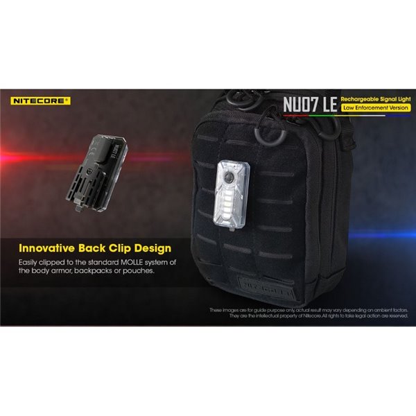 Luz Táctica de Señalización LED NU07 LE 5 colores 50 horas Autonomía Recargable USB-C IP66