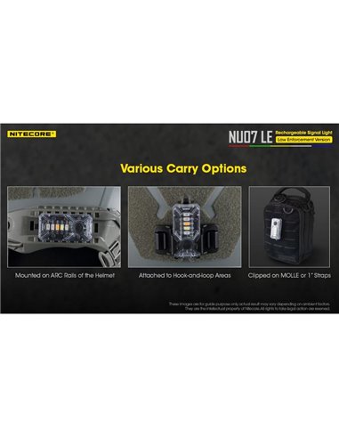 Luz Táctica de Señalización LED NU07 LE 5 colores 50 horas Autonomía Recargable USB-C IP66