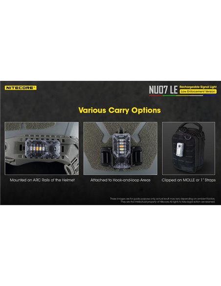 Signal lumineux LED tactique NU07 LE 5 couleurs 50 heures Autonomie rechargeable USB-C IP66
