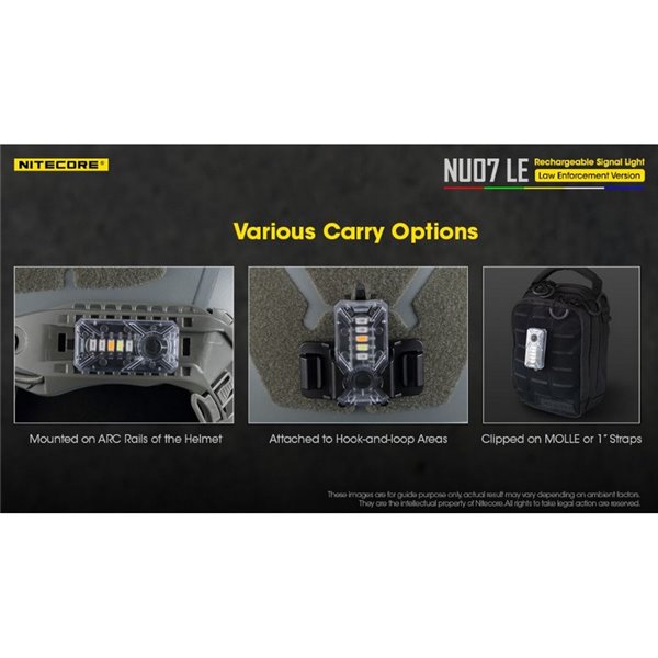 Luz Táctica de Señalización LED NU07 LE 5 colores 50 horas Autonomía Recargable USB-C IP66