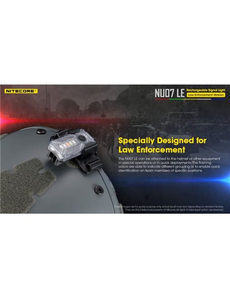 Luz Táctica de Señalización LED NU07 LE 5 colores 50 horas Autonomía Recargable USB-C IP66