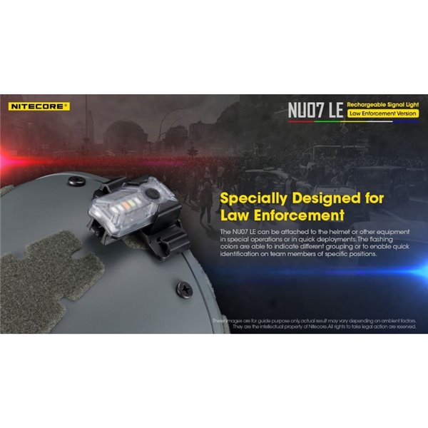 Luz Táctica de Señalización LED NU07 LE 5 colores 50 horas Autonomía Recargable USB-C IP66