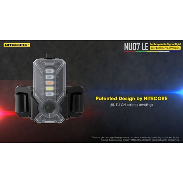 Luz Táctica de Señalización LED NU07 LE 5 colores 50 horas Autonomía Recargable USB-C IP66