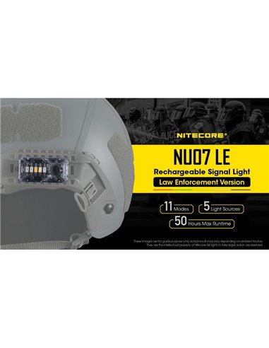 Luz Táctica de Señalización LED NU07 LE 5 colores 50 horas Autonomía Recargable USB-C IP66