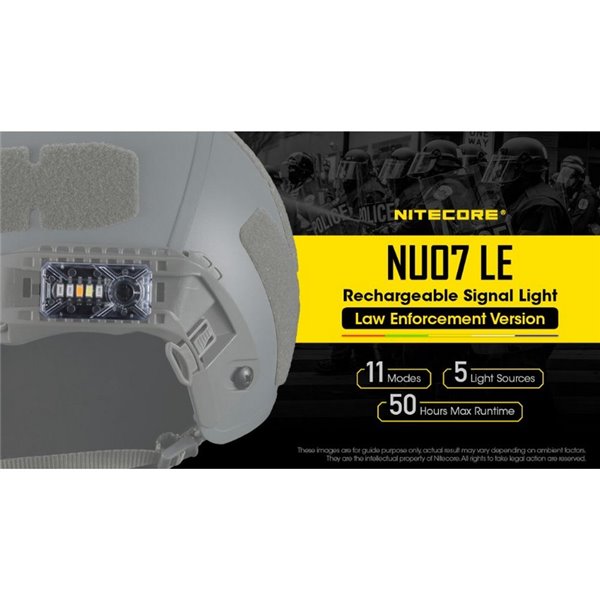 Luz Táctica de Señalización LED NU07 LE 5 colores 50 horas Autonomía Recargable USB-C IP66