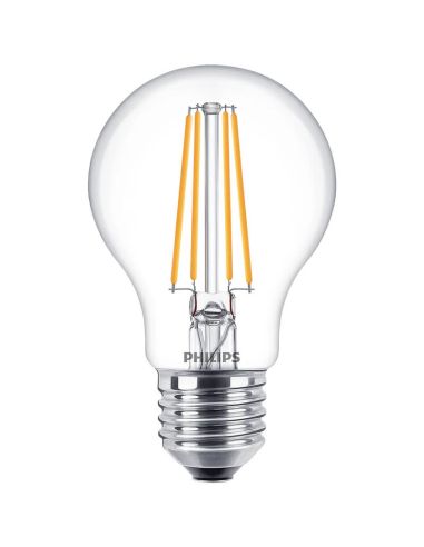 Pack 2 Bombilla LED A60 filamente 7W Reemplazo 60W Tono de Luz Cálida 2.700K Philips