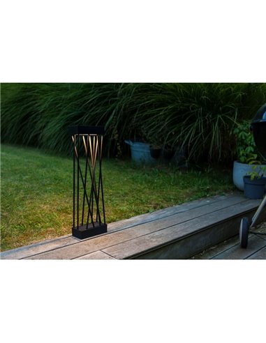 Baliza LED solar con estaca al suelo SPIDO, de diseño elegante negro, 10,5W, 900Lm, 3000K