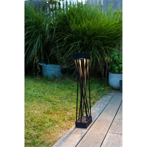 Baliza LED solar con estaca al suelo SPIDO, de diseño elegante negro, 10,5W, 900Lm, 3000K