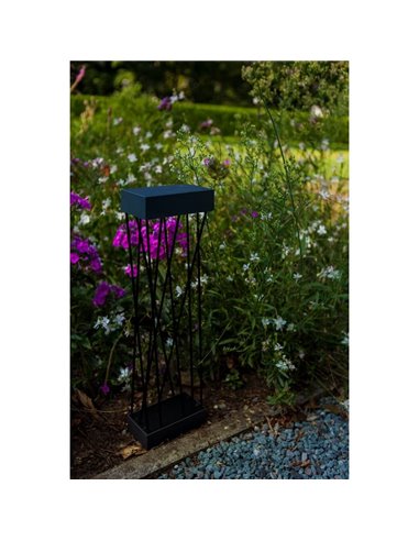 Balise solaire LED SPIDO avec piquet de terre, design noir élégant, 10,5W, 900Lm, 3000K