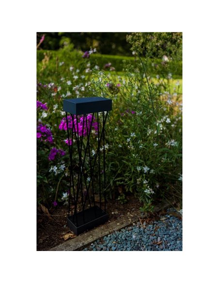 Baliza LED solar con estaca al suelo SPIDO, de diseño elegante negro, 10,5W, 900Lm, 3000K