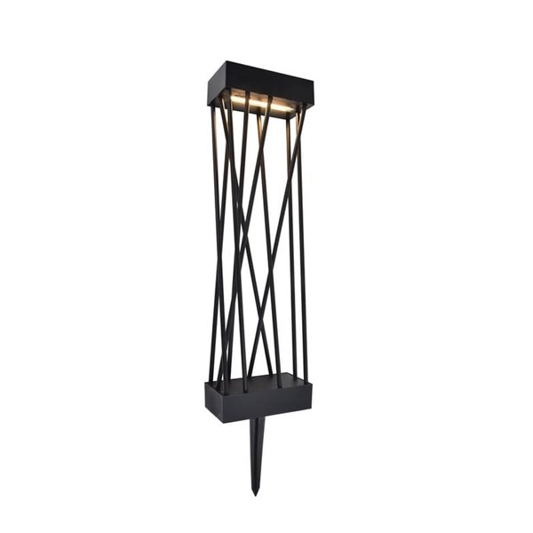 Balise solaire LED SPIDO avec piquet de terre, design noir élégant, 10,5W, 900Lm, 3000K