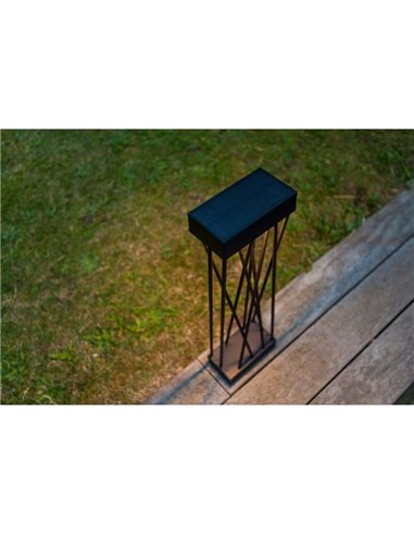 Baliza LED solar con estaca al suelo SPIDO, de diseño elegante negro, 10,5W, 900Lm, 3000K