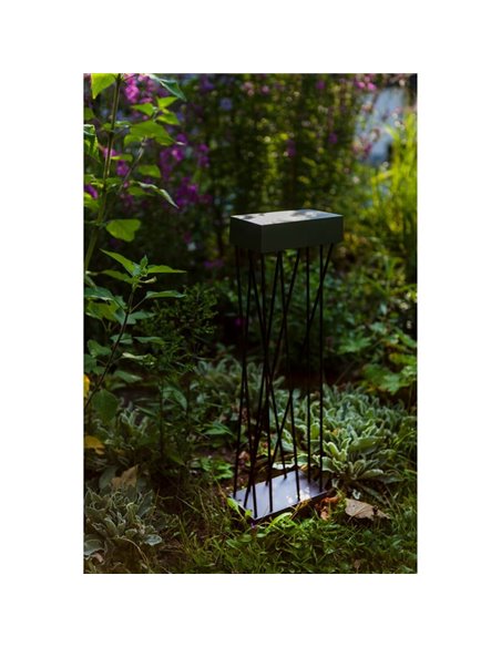 Baliza LED solar con estaca al suelo SPIDO, de diseño elegante negro, 10,5W, 900Lm, 3000K