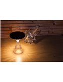 Luz LED portátil de mesa solar MIYI, diseño elegante en cristal con panel solar, 3,8W 300Lm, 3000K