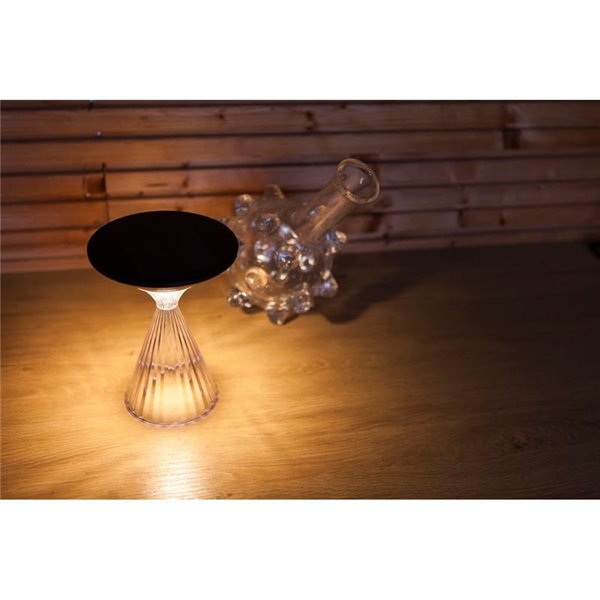 Luz LED portátil de mesa solar MIYI, diseño elegante en cristal con panel solar, 3,8W 300Lm, 3000K