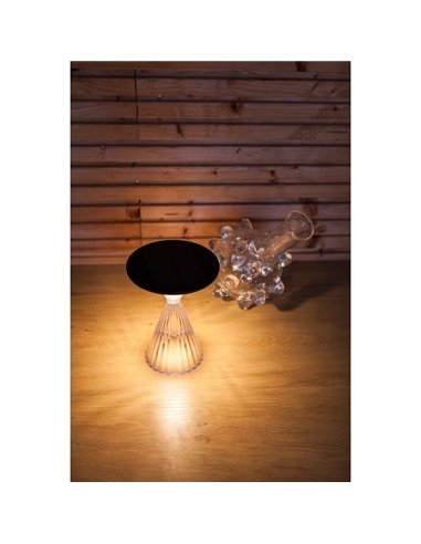 Luz LED portátil de mesa solar MIYI, diseño elegante en cristal con panel solar, 3,8W 300Lm, 3000K