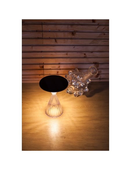 Luz LED portátil de mesa solar MIYI, diseño elegante en cristal con panel solar, 3,8W 300Lm, 3000K