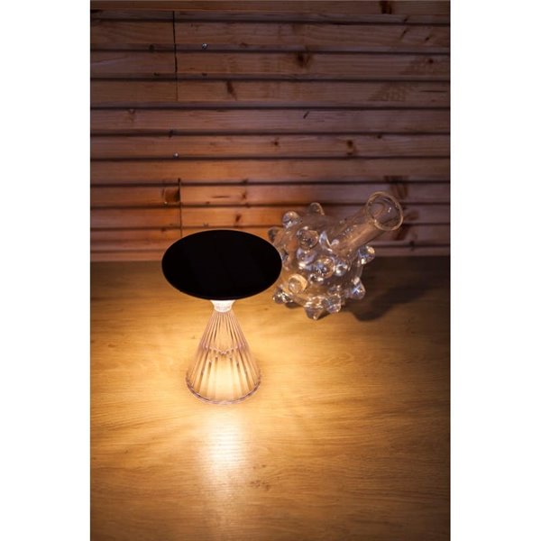 Luz LED portátil de mesa solar MIYI, diseño elegante en cristal con panel solar, 3,8W 300Lm, 3000K