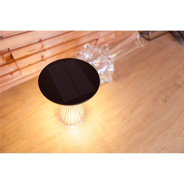 Luz LED portátil de mesa solar MIYI, diseño elegante en cristal con panel solar, 3,8W 300Lm, 3000K