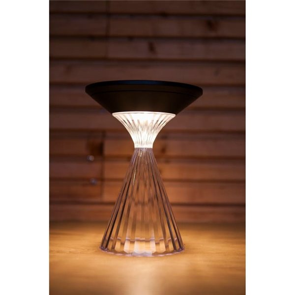 Luz LED portátil de mesa solar MIYI, diseño elegante en cristal con panel solar, 3,8W 300Lm, 3000K