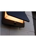 Aplique de pared LED exterior ALETA, con panel solar y sensor PIR, 12,6W 1100Lm, 3000K,gris oscuro