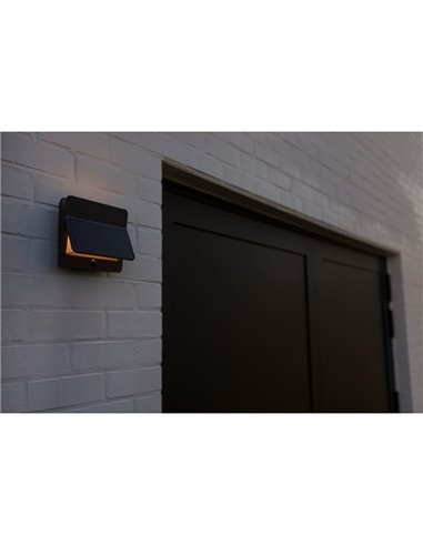 Aplique de pared LED exterior ALETA, con panel solar y sensor PIR, 12,6W 1100Lm, 3000K,gris oscuro