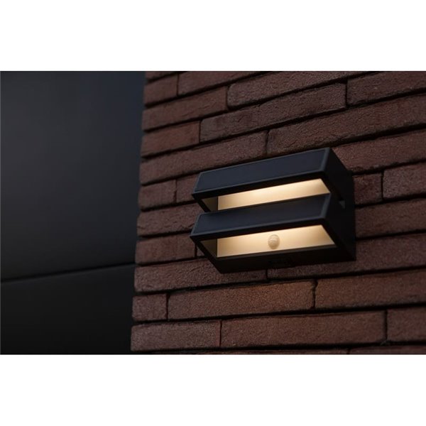 Aplique LED de pared doble con panel solar y sensor PIR, BARLO, 8,2W 950Lm, 4000K, gris oscuro