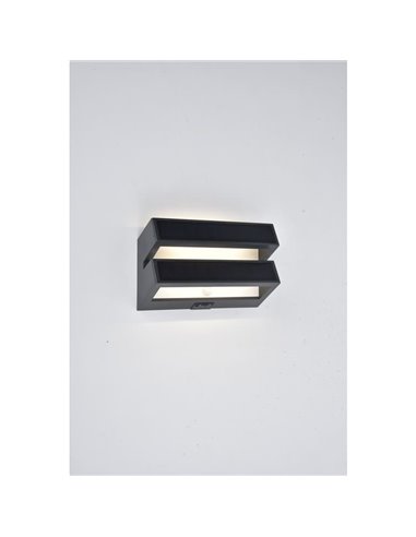 Aplique LED de pared doble con panel solar y sensor PIR, BARLO, 8,2W 950Lm, 4000K, gris oscuro