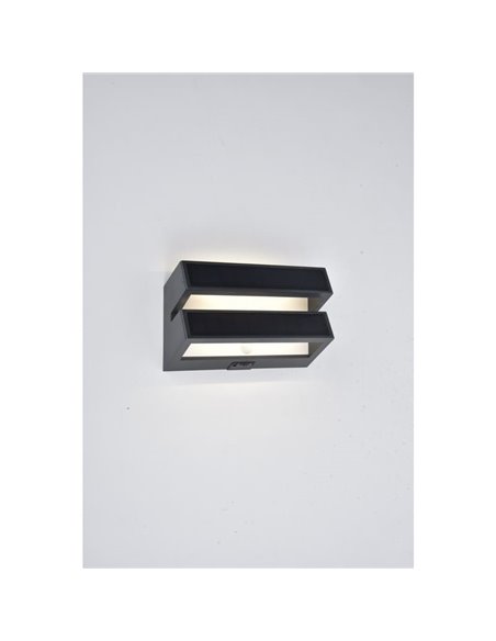Aplique LED de pared doble con panel solar y sensor PIR, BARLO, 8,2W 950Lm, 4000K, gris oscuro