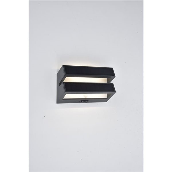 Aplique LED de pared doble con panel solar y sensor PIR, BARLO, 8,2W 950Lm, 4000K, gris oscuro