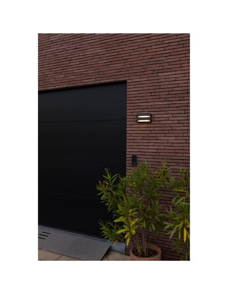 Aplique LED de pared doble con panel solar y sensor PIR, BARLO, 8,2W 950Lm, 4000K, gris oscuro
