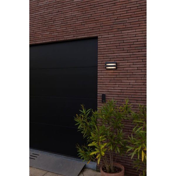 Aplique LED de pared doble con panel solar y sensor PIR, BARLO, 8,2W 950Lm, 4000K, gris oscuro