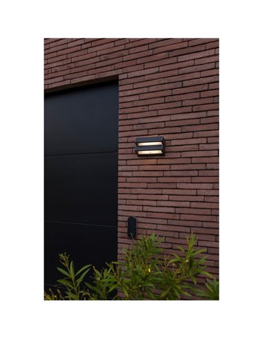 Aplique LED de pared doble con panel solar y sensor PIR, BARLO, 8,2W 950Lm, 4000K, gris oscuro