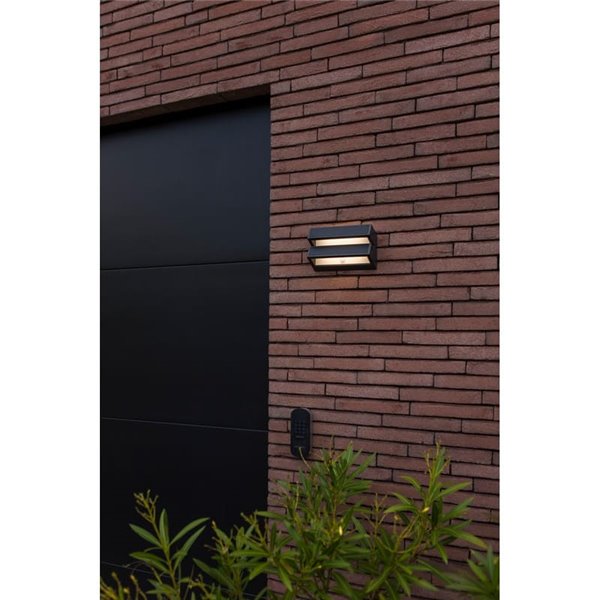 Aplique LED de pared doble con panel solar y sensor PIR, BARLO, 8,2W 950Lm, 4000K, gris oscuro