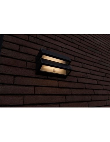 Aplique LED de pared doble con panel solar y sensor PIR, BARLO, 8,2W 950Lm, 4000K, gris oscuro