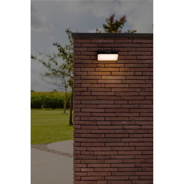Aplique LED de pared AERO con panel solar y sensor de moviemiento, 8,6W 940Lm, 4000K, negro