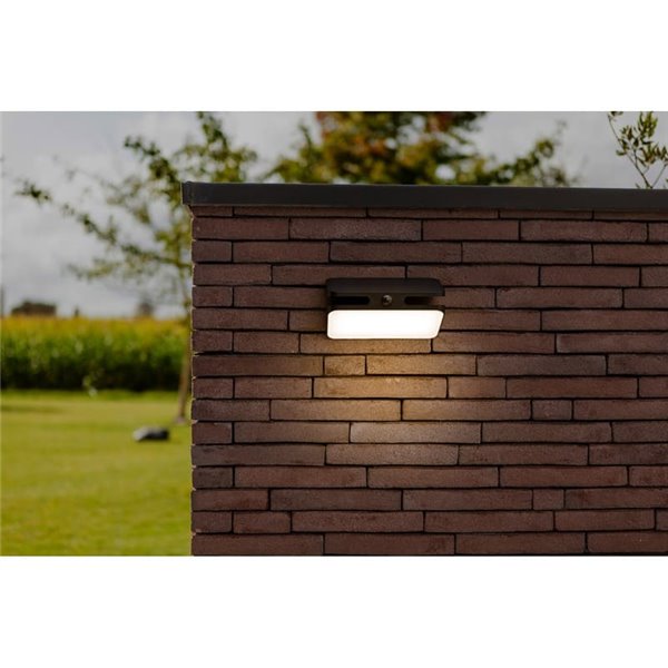 Aplique LED de pared AERO con panel solar y sensor de moviemiento, 8,6W 940Lm, 4000K, negro