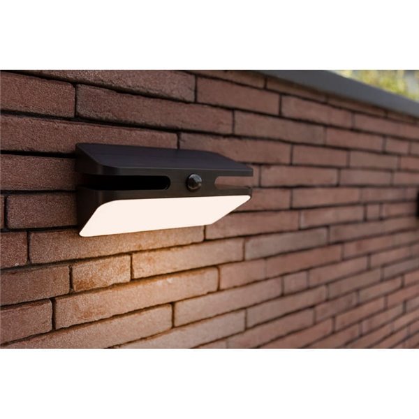 Aplique LED de pared AERO con panel solar y sensor de moviemiento, 8,6W 940Lm, 4000K, negro