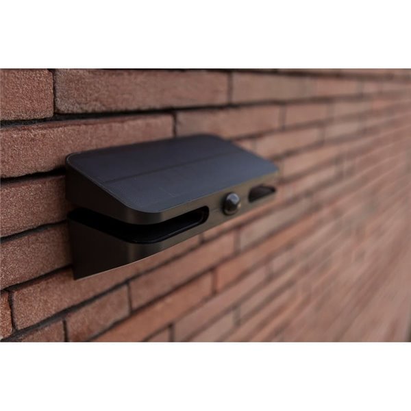 Aplique LED de pared AERO con panel solar y sensor de moviemiento, 8,6W 940Lm, 4000K, negro