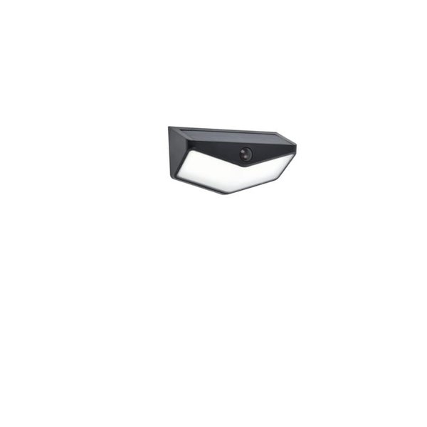 Aplique de pared LED, solar con sensor PIR, WINGS, negro, 3,7W 500Lm, 5000K