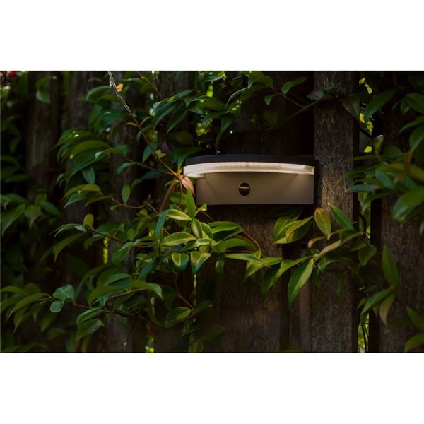 Aplique LED semicircular com sensor PIR, VYZOR, 7W 1000Lm, 4000K, cinza