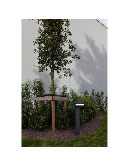Baliza LED con panel solar ajustable y sensor PIR RUNDA, antracita, redondeo, 12W 1300Lm, 4000K