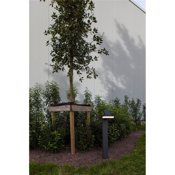 Baliza LED con panel solar ajustable y sensor PIR RUNDA, antracita, redondeo, 12W 1300Lm, 4000K