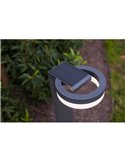Baliza LED con panel solar ajustable y sensor PIR RUNDA, antracita, redondeo, 12W 1300Lm, 4000K