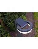 Baliza LED con panel solar ajustable y sensor PIR RUNDA, antracita, redondeo, 12W 1300Lm, 4000K