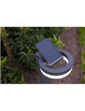 Baliza LED con panel solar ajustable y sensor PIR RUNDA, antracita, redondeo, 12W 1300Lm, 4000K