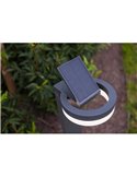 Baliza LED con panel solar ajustable y sensor PIR RUNDA, antracita, redondeo, 12W 1300Lm, 4000K