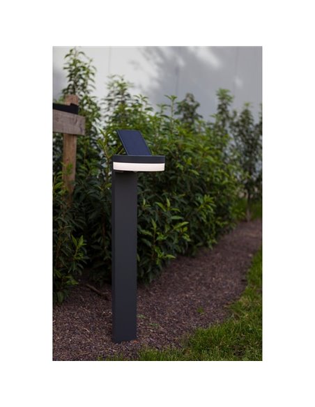 Farol LED com painel solar ajustável e sensor RUNDA PIR, antracite, arredondado, 12W 1300Lm, 4000K