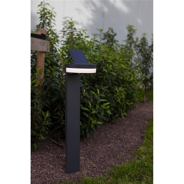 Baliza LED con panel solar ajustable y sensor PIR RUNDA, antracita, redondeo, 12W 1300Lm, 4000K